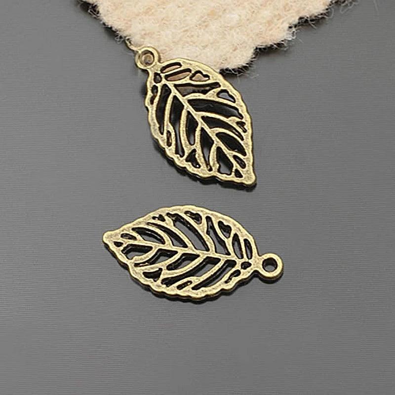 30PCS 27x14MM Bronze Leaves Charms DIY Jewelry Making Supplies