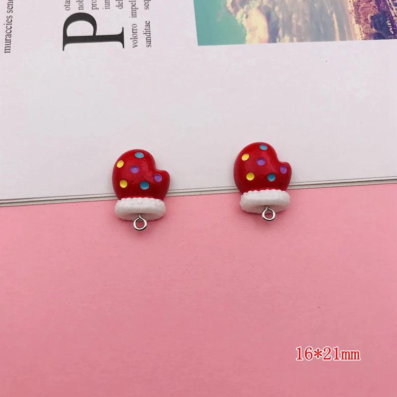 10pcs Christmas Hat Glove Charm Pendant Keychain Earring DIY