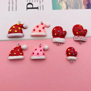 10pcs Christmas Hat Glove Charm Pendant Keychain Earring DIY