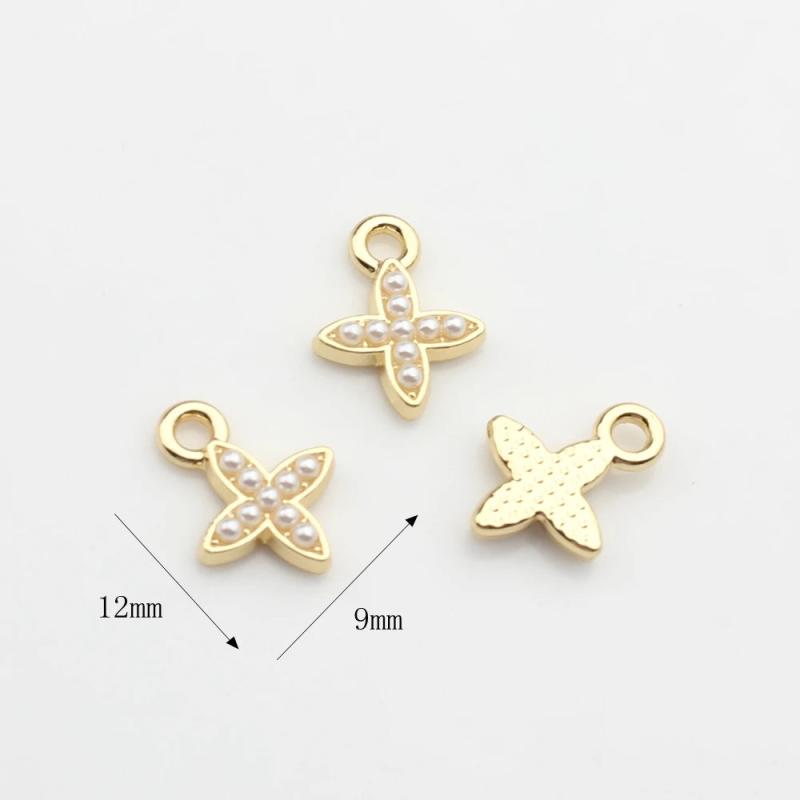 Star Zircon Pearl Charms Pendant 10pcs/lot DIY Necklace Jewelry Making