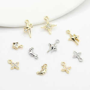 Star Zircon Pearl Charms Pendant 10pcs/lot DIY Necklace Jewelry Making