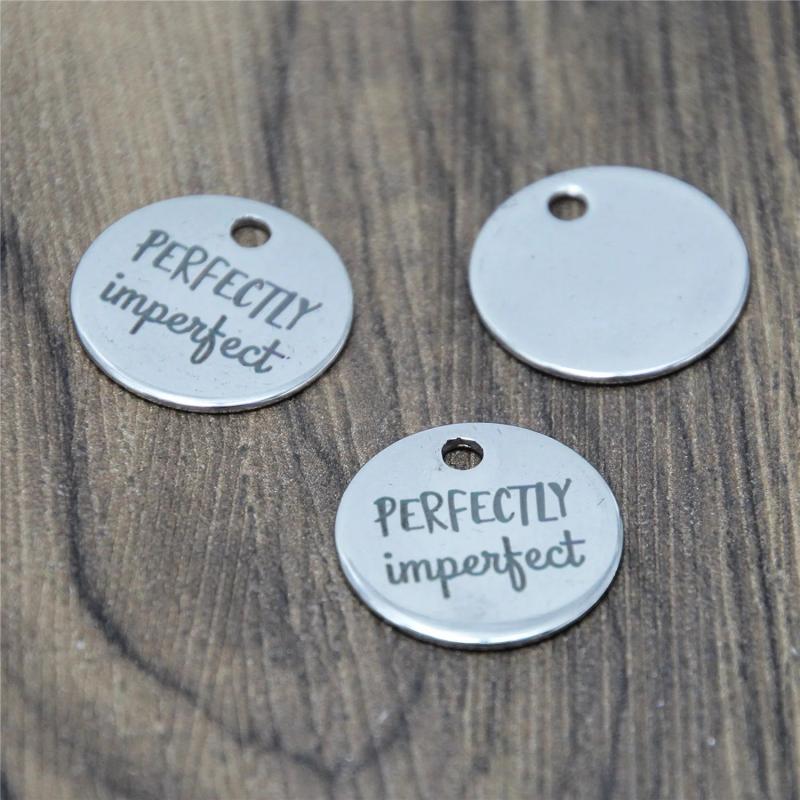 10pcs Perfectly Imperfect Stainless Steel Charm Pendant 20mm
