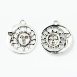 Retro Metal Zinc Alloy Sun Moon Pendant for DIY Jewelry Necklace Making