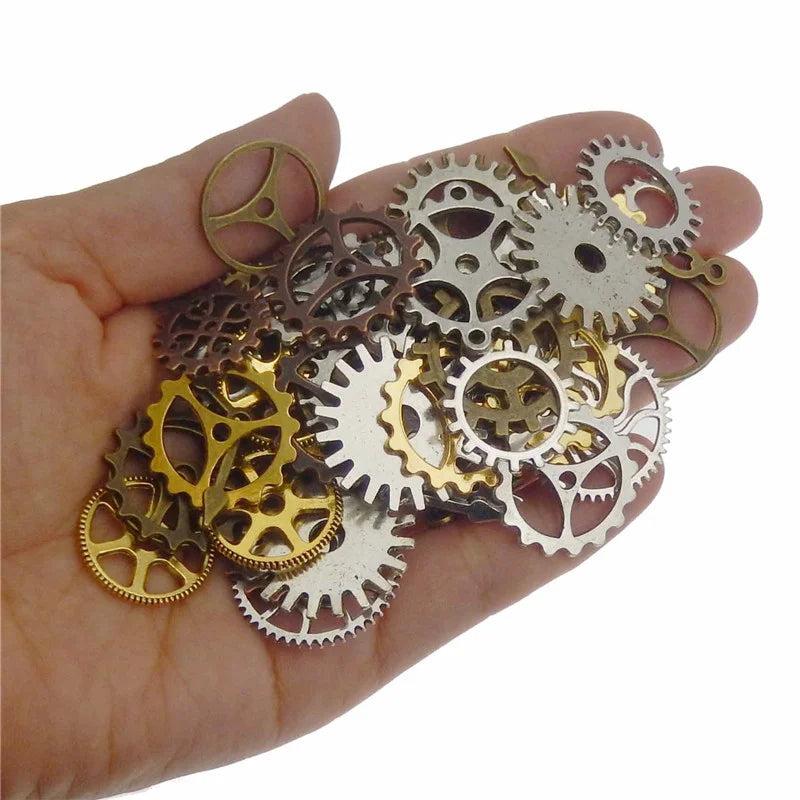 50PCS Mixed Steampunk Wheel Gear Pointer Charms Alloy Metal Vintage Pendant