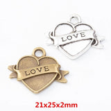Retro Metal Zinc Alloy Love Pendant for Jewelry Making