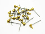 30pcs Ball Pad Earring Posts, Brass Stud Earrings, Raw Brass Findings