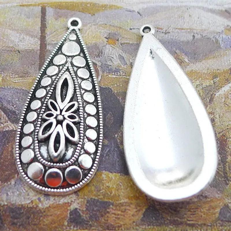 10pcs Antique Silver Water Drop Bead Charm Pendant DIY Jewelry Making