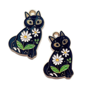 10 Pcs Daisy Cat Charm Pendant for DIY Necklace Earrings Jewelry 18 * 28Mm