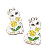 10 Pcs Daisy Cat Charm Pendant for DIY Necklace Earrings Jewelry 18 * 28Mm