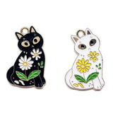 10 Pcs Daisy Cat Charm Pendant for DIY Necklace Earrings Jewelry 18 * 28Mm