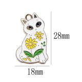 10 Pcs Daisy Cat Charm Pendant for DIY Necklace Earrings Jewelry 18 * 28Mm