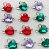 10Pcs Colorful Bling Crystal Love Heart Charms for Jewelry Making DIY