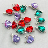10Pcs Colorful Bling Crystal Love Heart Charms for Jewelry Making DIY