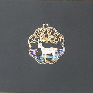 10pcs Enamel Chinese Garland Deer Plum Cat Pendant Jewelry DIY XL894