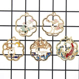 10pcs Enamel Chinese Garland Deer Plum Cat Pendant Jewelry DIY XL894