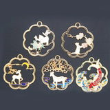 10pcs Enamel Chinese Garland Deer Plum Cat Pendant Jewelry DIY XL894