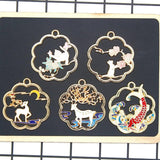 10pcs Enamel Chinese Garland Deer Plum Cat Pendant Jewelry DIY XL894