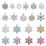 1 Pack Mix Antique Silver Enamel Snowflake Charms Alloy Christmas Pendant