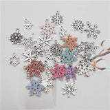 1 Pack Mix Antique Silver Enamel Snowflake Charms Alloy Christmas Pendant
