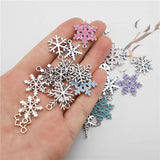 1 Pack Mix Antique Silver Enamel Snowflake Charms Alloy Christmas Pendant