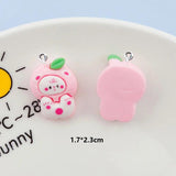 20Pcs Cartoon Fruits Animals Resin Charms Cherry Bear Pendants