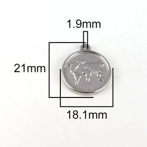 5pcs Stainless Steel Map Pendants for DIY Jewelry Making