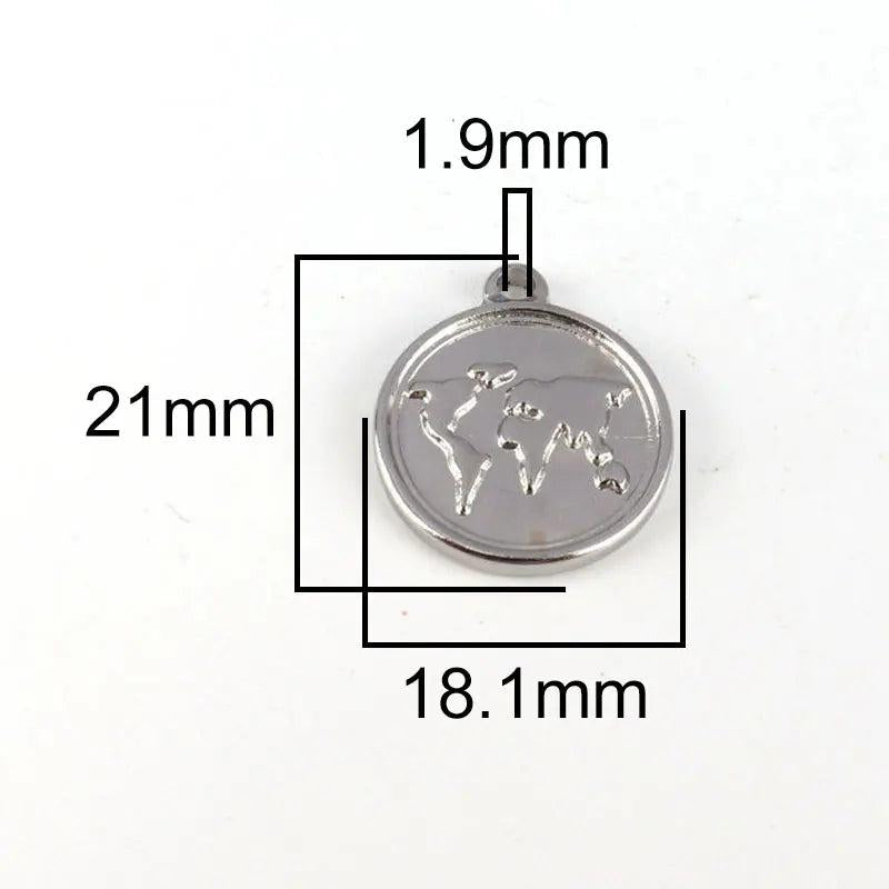 5pcs Stainless Steel Map Pendants for DIY Jewelry Making