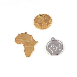 5pcs Stainless Steel Map Pendants for DIY Jewelry Making