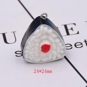 10pcs 3D Sushi Rice Resin Charms Simulation Food Pendants Keychain Necklace