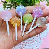 10pcs Resin Colorful Shell Lollipop Charm Pendant for DIY Making