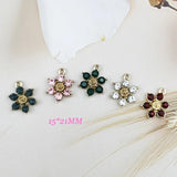 10Pcs Rhinestone Crystal Flower Charms Golden Base Alloy Flowers Pendants DIY