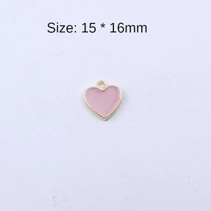 20pcs/Lot K Drip Oil Alloy Heart Shape Enamel Charms 15*16mm