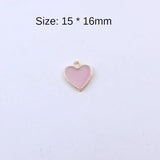20pcs/Lot K Drip Oil Alloy Heart Shape Enamel Charms 15*16mm