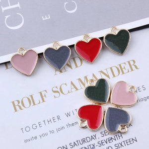 20pcs/Lot K Drip Oil Alloy Heart Shape Enamel Charms 15*16mm