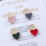 20pcs/Lot K Drip Oil Alloy Heart Shape Enamel Charms 15*16mm