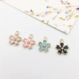 20pcs Enamel Flower Charm Necklace Bracelet Pendant DIY
