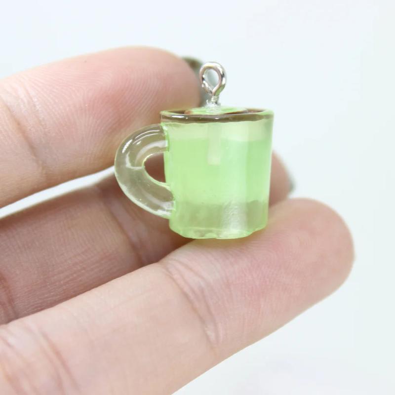 10pcs Resin 3D Coffee Cup Charms for DIY Keychain Earring Necklace