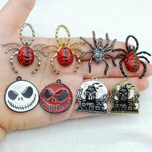 10pcs Halloween Spider Ghost Enamel Charms DIY Jewelry Making Pendants