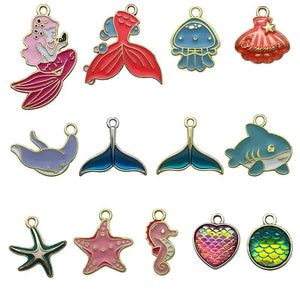 Enamel Charm Starfish Shell Mermaid Jellyfish Dolphin Pendant DIY Jewelry Making