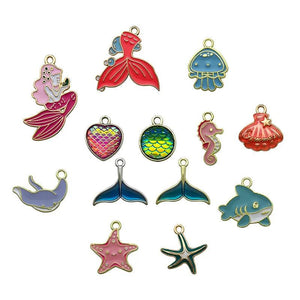 Enamel Charm Starfish Shell Mermaid Jellyfish Dolphin Pendant DIY Jewelry Making