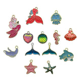 Enamel Charm Starfish Shell Mermaid Jellyfish Dolphin Pendant DIY Jewelry Making