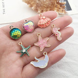 Enamel Charm Starfish Shell Mermaid Jellyfish Dolphin Pendant DIY Jewelry Making