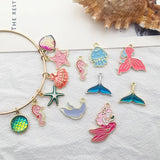 Enamel Charm Starfish Shell Mermaid Jellyfish Dolphin Pendant DIY Jewelry Making