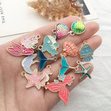 Enamel Charm Starfish Shell Mermaid Jellyfish Dolphin Pendant DIY Jewelry Making