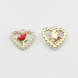 Heart Enamel Rose Hollow Charms 6pcs/lot DIY Jewelry Making