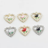 Heart Enamel Rose Hollow Charms 6pcs/lot DIY Jewelry Making
