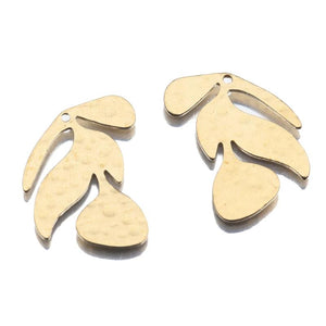 10Pcs Brass Leaves Hammered Charms Leaf Pendant for DIY Wicca Jewelry