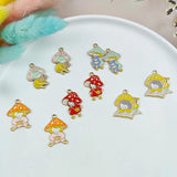 10pcs Mushroom Girl Enamel Charms for DIY Jewelry Making