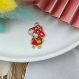 10pcs Mushroom Girl Enamel Charms for DIY Jewelry Making