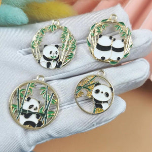 10pcs Bamboo Panda Enamel Charms for Earring Making
